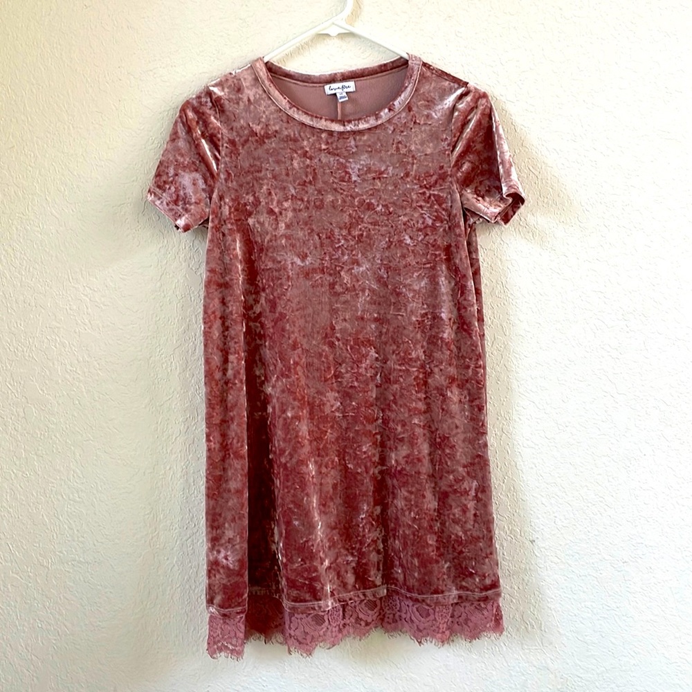 {Love, Fire} Light Pink Velvety & Lace Dress
